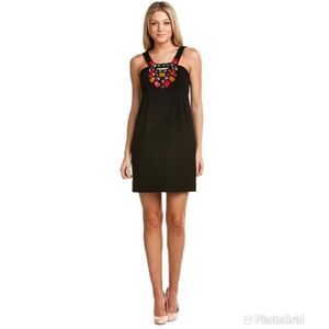SHOSHANNA Black Mini Cocktail Dress‎ Sleeveless Beaded Neckline Sheath Size 0